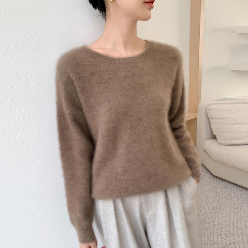 Women's Round Neck Cashmere Sweater: Autumn/Winter Jacquard Knitwear Top