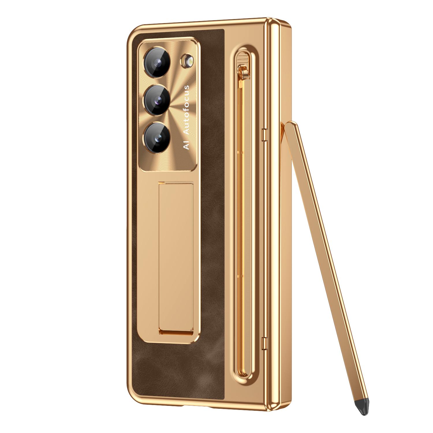 

Чехол с отделением для стилуса и защитной пленкой для Samsung Galaxy Z Fold 7 6 5 4, противоударный, с кожаной защитой шарнира Fold6 Fold7 и чехлом для стилуса For Galaxy Z Fold 7