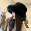  New Autumn Winter Women's Fashion Fur Cap Fur Hat Fur Hats Mongolian Hat Brimless Plush Fluffy Skiing Riding Warm Caps
