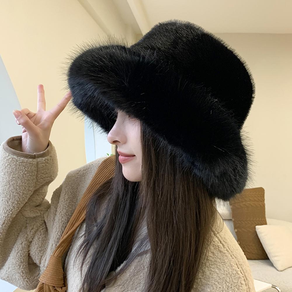  New Autumn Winter Women's Fashion Fur Cap Fur Hat Fur Hats Mongolian Hat Brimless Plush Fluffy Skiing Riding Warm Caps