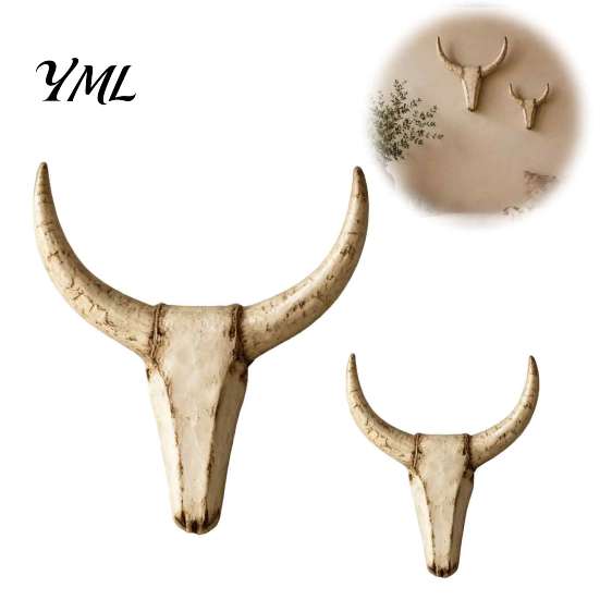 Unique Mantelpiece Statues Longhorn Bull Wall Sculpture, Rustic Farmhouse Animal Figurine, Distressed Decoration, Sculpture Decorative Vintage Statue