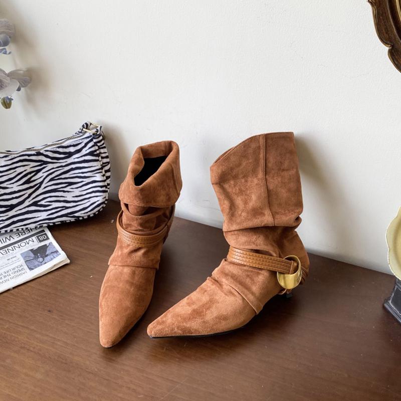 Fashion Autumn Fashion Low Heel Ankle Boot Women Slip On Pointed Toe Shoes Mordern Short Booties Zapatos De Mujer