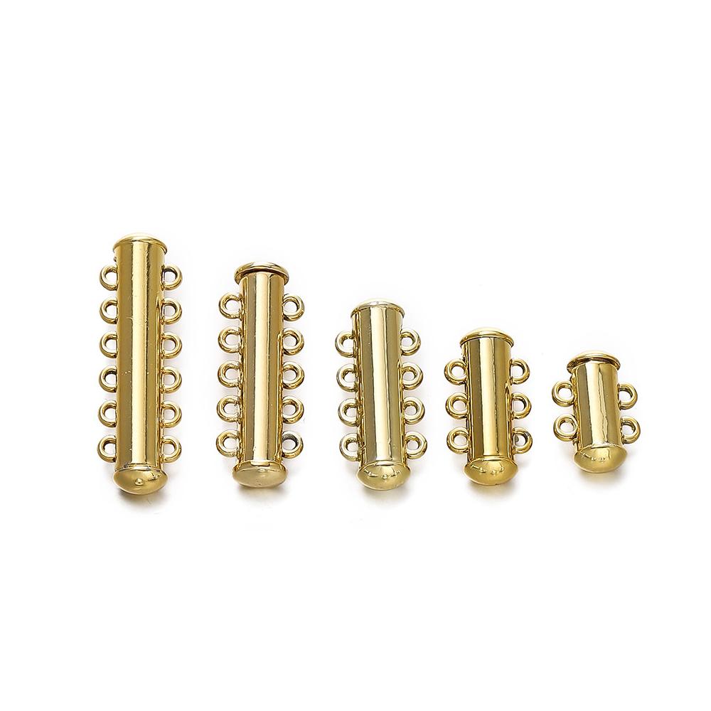5pcs/Lot 2~6 Strands Alloy Slide Tube Lock Clasps Connector for DIY Multi-Strand Layering Necklace Bracelet Jewelry Making