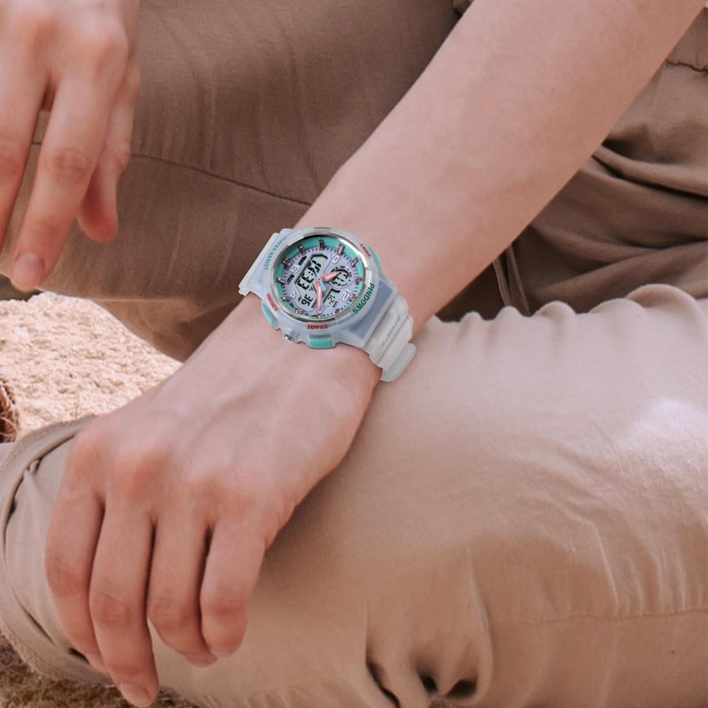 PINDOWS Sports Watch with LED 50m Water Multifunctional Fitness Tracker for and Outdoor Adventures Women's Analog-Digital Display, Resistance,