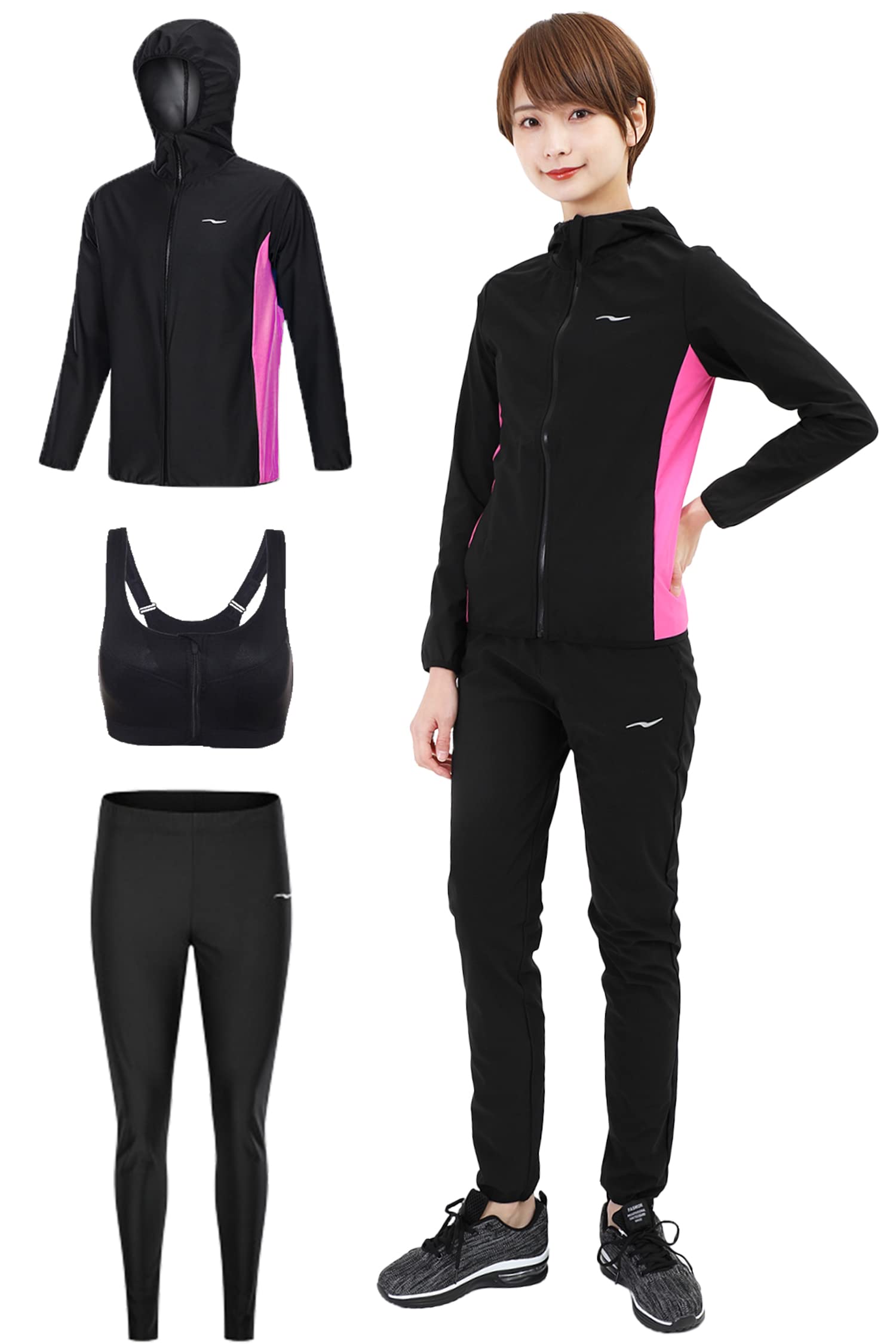 

Smarty Pro Sauna Machine Heavy and Video Favoured by World Athletes Women s Suit, 3-Piece Set, Washable, Sweating, Running, Walking, Included, (Large, розовый