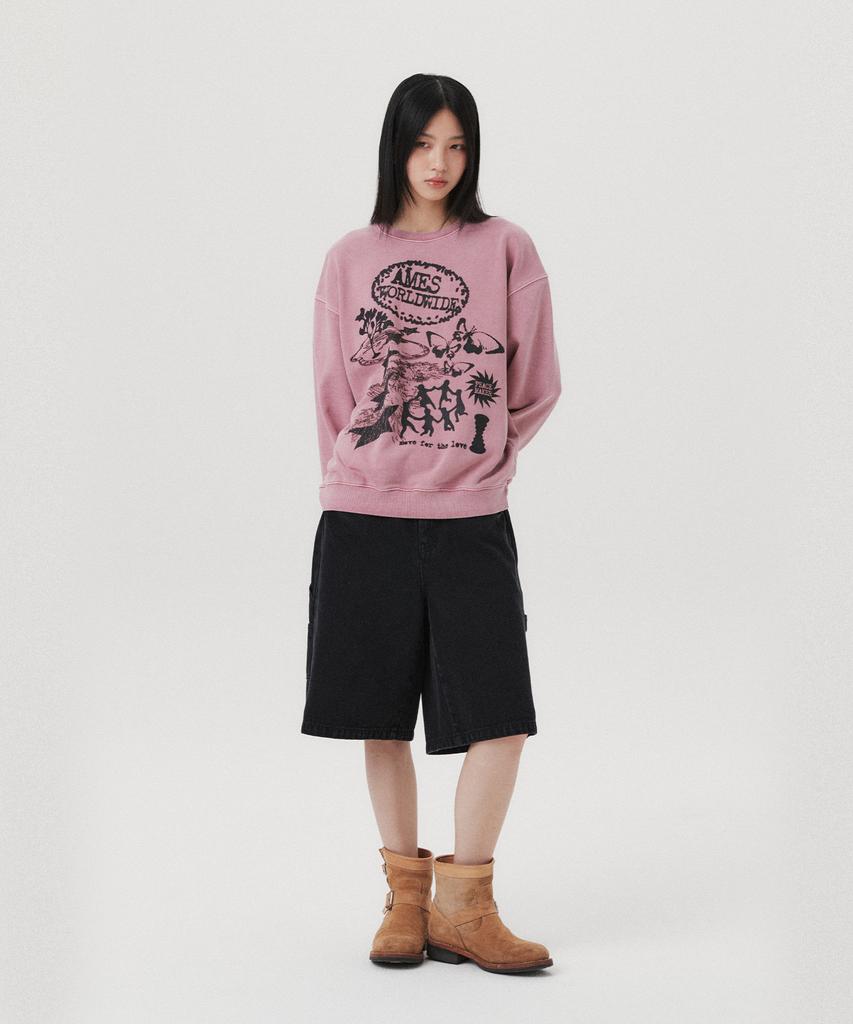 AMES-WORLDWIDE Graphic Pigment Sweatshirt Pink(Am2Efum441A)