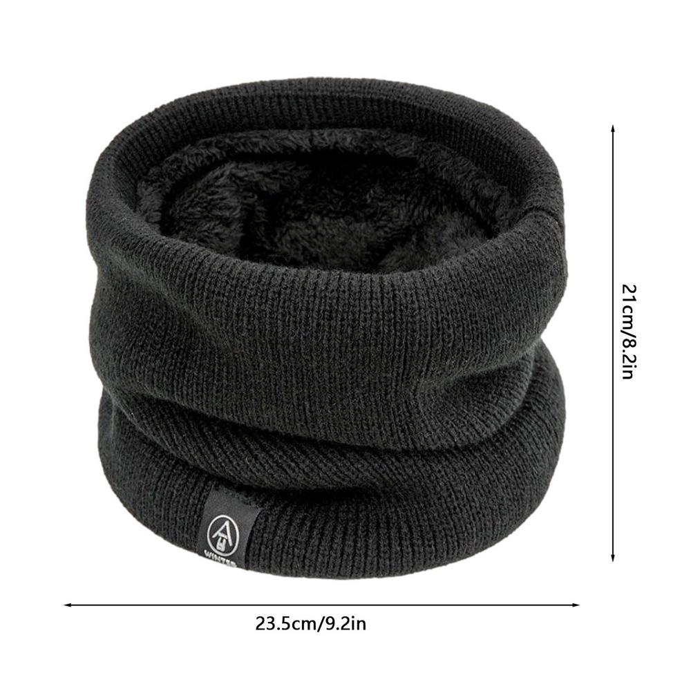 Fleece Neck Warmer Men Winter Hat Scarf Tube Shape Warm Knit Winter Hat For Thicken Cycling Face Cover Cervical Spine Protection