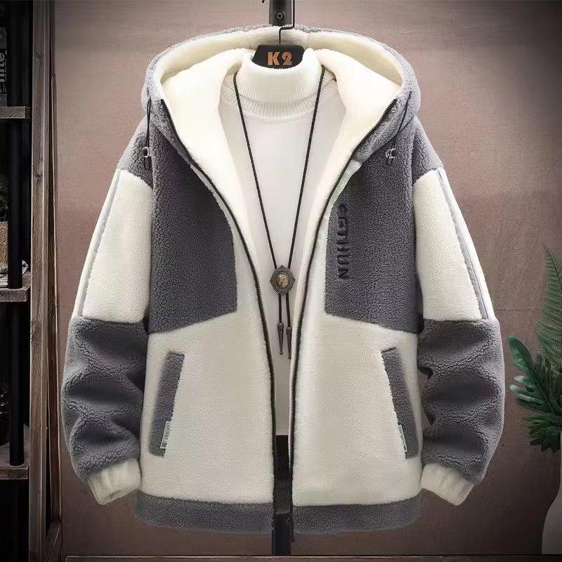 Autumn Winter Lamb Fleece Jacket Thick and Casual Men's Loose Fit Suitable for Teenagers