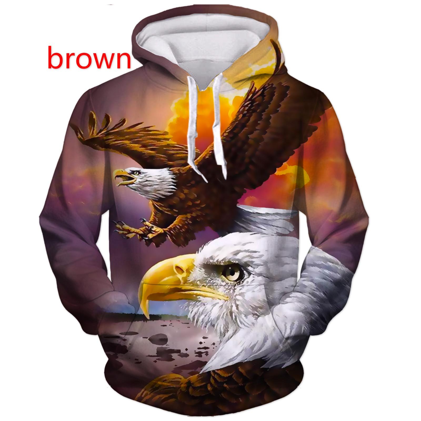 

Модные мужские и женские толстовки с 3D принтом белоголового орлана и длинными рукавами для пар, повседневная уличная одежда в стиле хип-хоп M