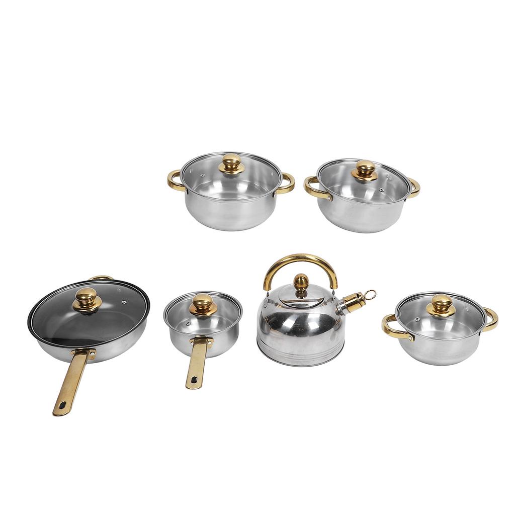 Kochgeschirr-Set aus Edelstahl, rostfrei, stäbchensicher, sicheres Pfannen-Topf-Set für Zuhause, Küche, Restaurant