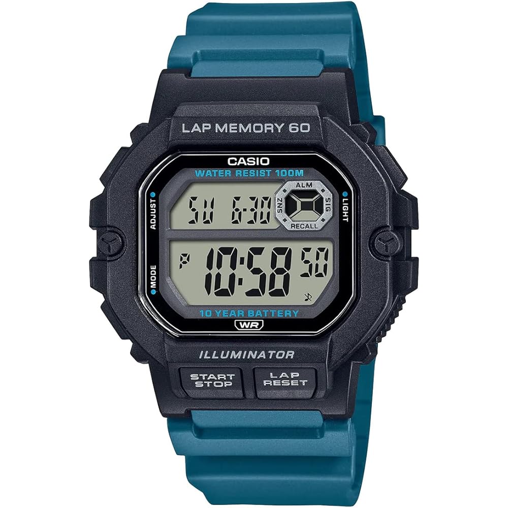 

Casio Sports Gear Digital Men s Watch 60 Lap Memory Black Blue Green Model WS-1400H-3AV