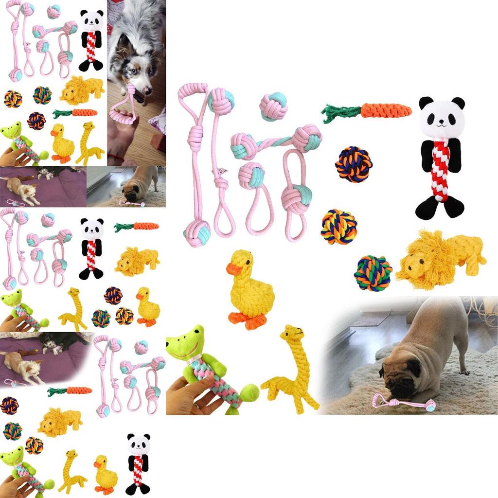 Kit de 6x Brinquedos de Corda para Cães Resistentes e Duráveis Nó de Mastigar Bola Pet Filhote Urso Brinquedo de Algodão Atacado