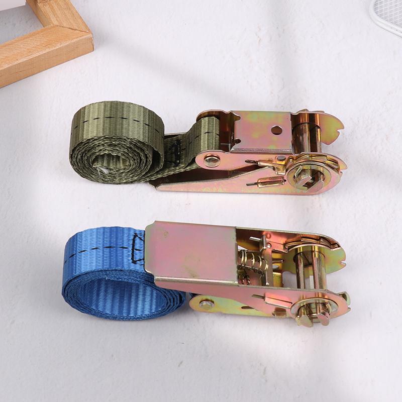 1M Cargo Ratchet Strap With Metal Buckle Adjustable Secure Tie-Down Tensioner Freight Car Fixed Tightener Rope For Luggage Goods