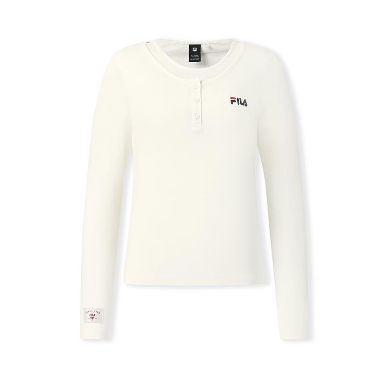 Fila Tennis Fashion Simple Classic Retro Sports Casual Comfortable Long Sleeve T-Shirt Women tops Cloud-White A11W613219FIV