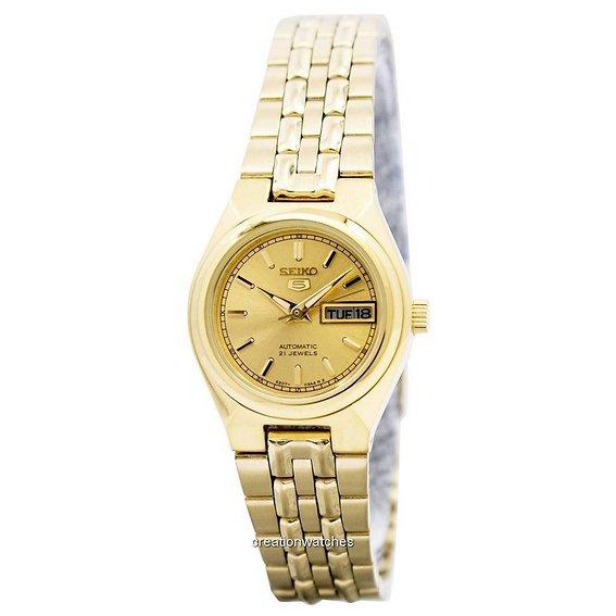 Восстановленные автоматические часы Seiko 5 с 21 камнем SYMA04 SYMA04K1 SYMA04K Женские золотой