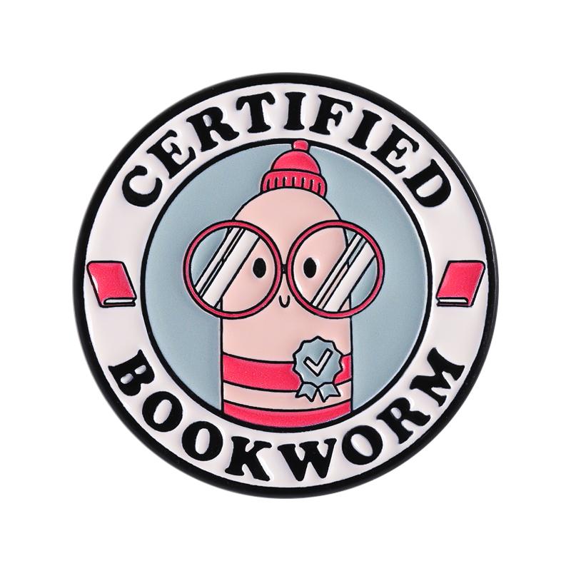 Certified Bookworm Enamel Pins Fantacy Bookish Brooches Lapel Badge Booknerd Books Reader Jewelry Gift for Friends