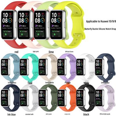 Huawei Band 10 Silicone Strap with Butterfly Buckle for Bands 8/9 - Sport Slim Waist Silicone Strap