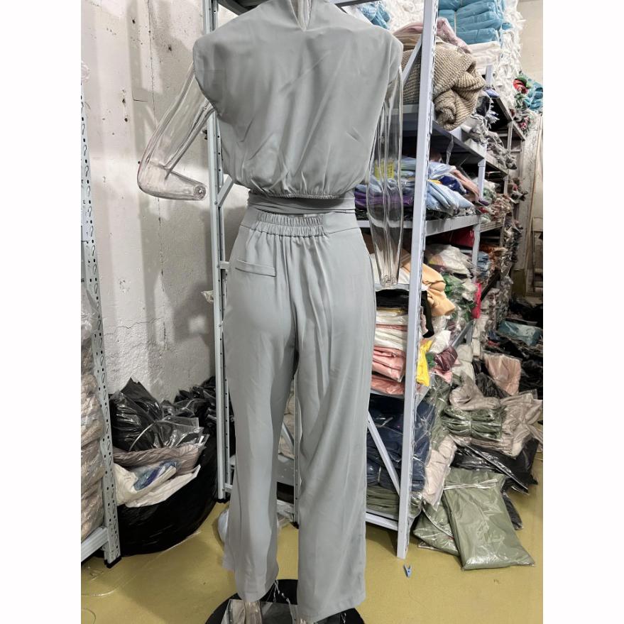 Summer Fashion European American Style Elegant Wide Leg Pants Two Piece Suit