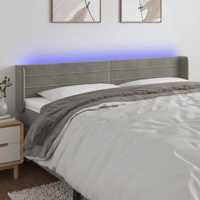 VidaXL Tête de Lit à LED Meuble de Chambre à Coucher Accessoire de Lit Double Tête de Cadre de Lit Intérieur Gris Clair 3123430