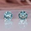 Hellblaue Runde Edelstein Ohrstecker Retro Modisch Stilvoll Damen Entzückend Aquamarin Farbe Zirkonia Schraubverschluss