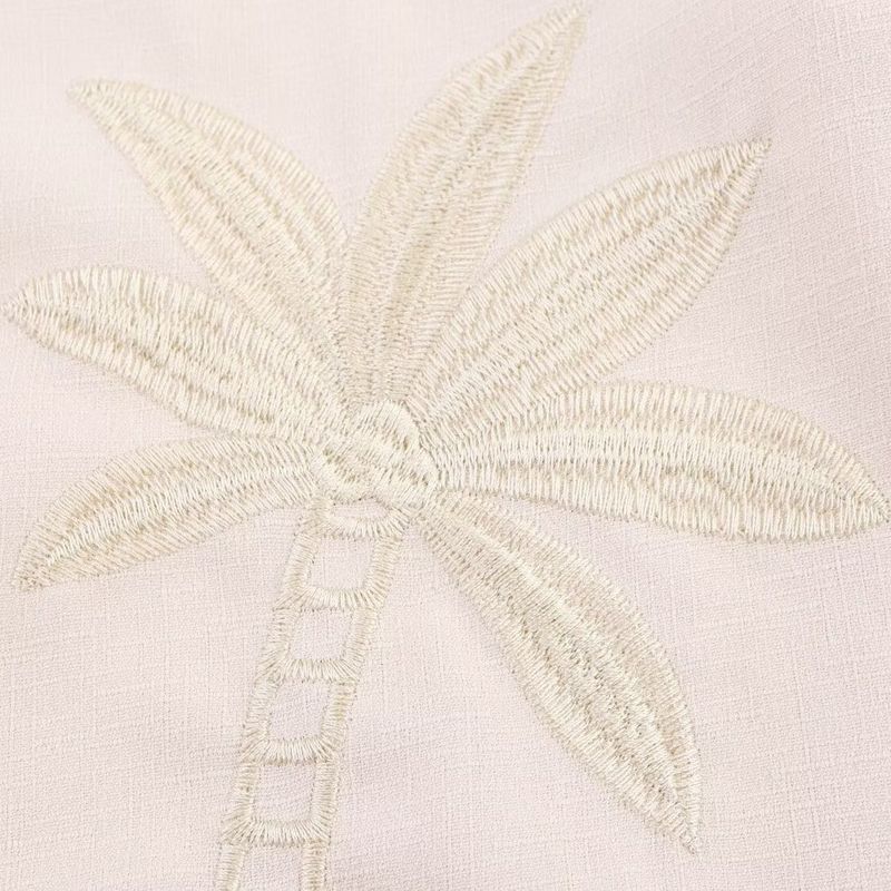 Kaslead New Women clothes Western Style Fashion Simple and Versatile Coconut Tree Embroidery Shirts