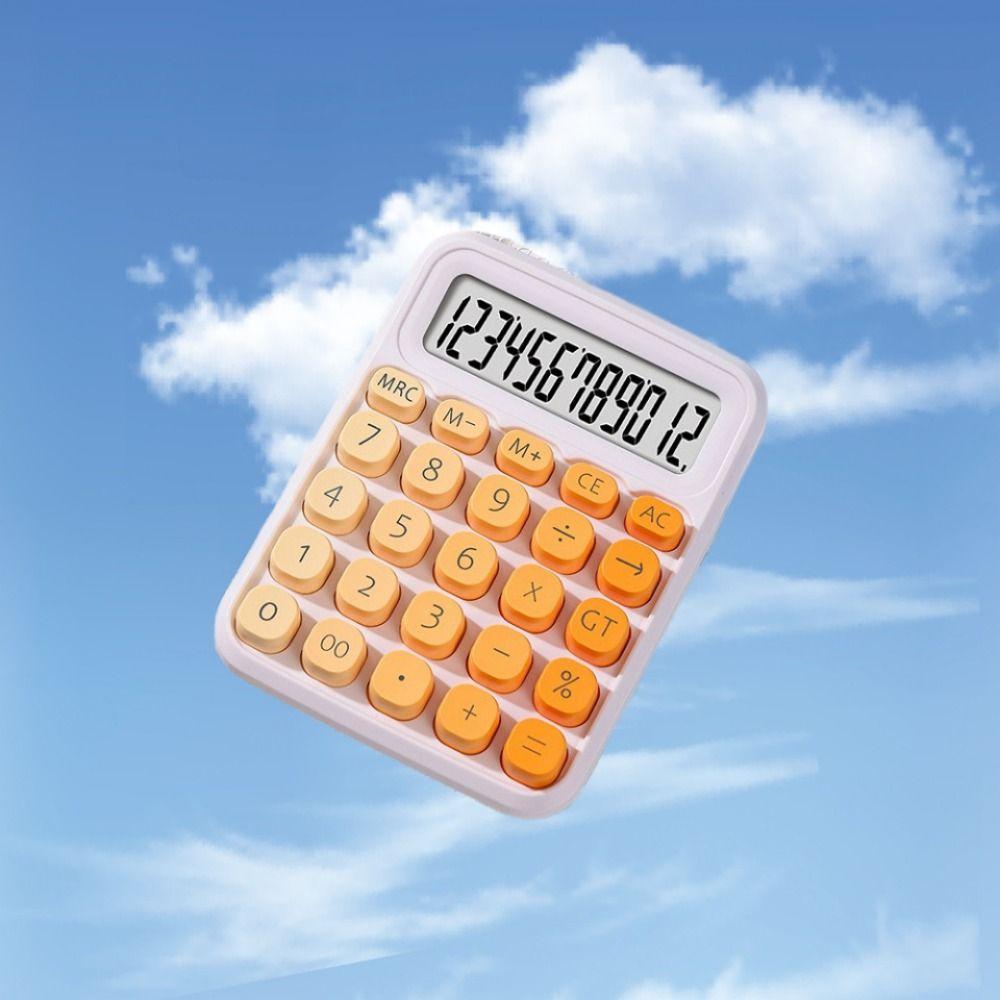 Cute 12 Digits Calculator Large LCD Display Portable Desktop Mechanical Calculator Practical Candy Color Finance Calculator