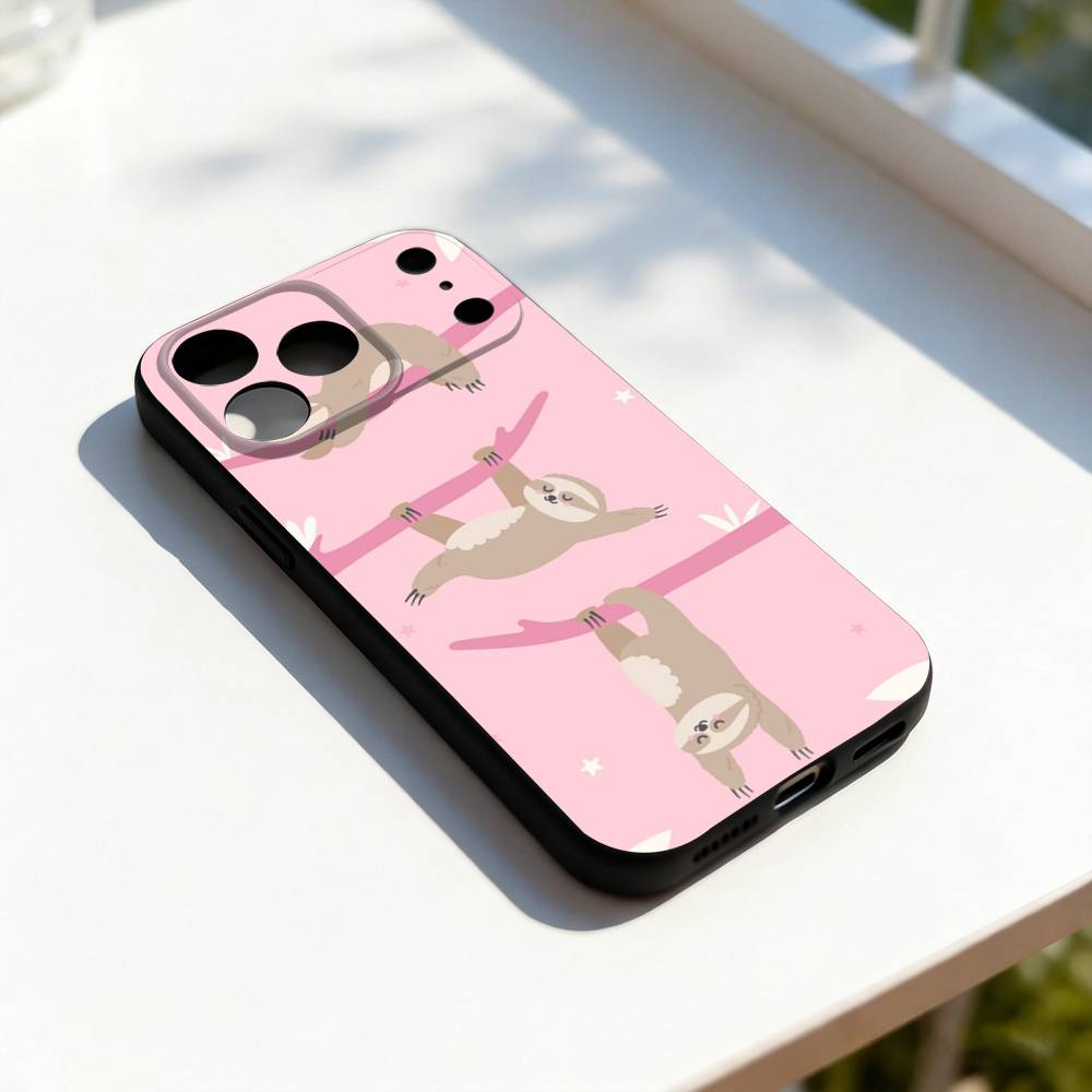 Animal Cute S-Sloth Funny Phone Case For iPhone 17,16,15,14,13,12,11,Pro,Max,Plus,E,SE4,Air,Mini Black Soft Cover