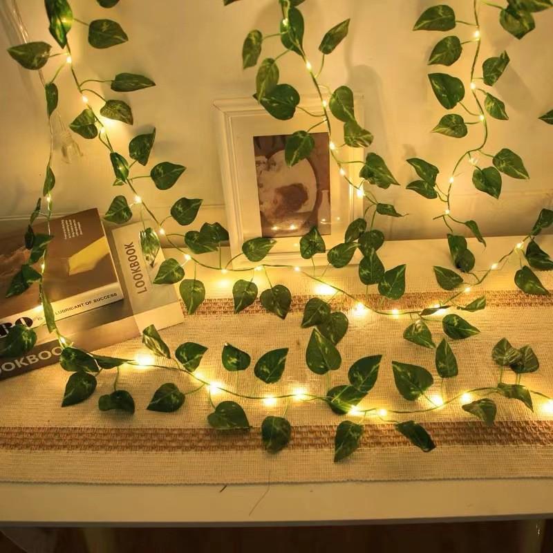 Green Leaf Ivy LED String Lights - Sweet Potato & Maple Leaf Copper Wire for Christmas Outdoor Decor