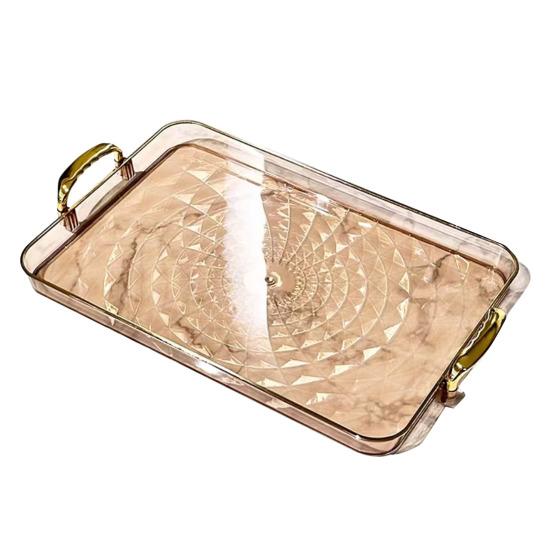 Clear Serving Tray with Handles Multipurpose Fruit Snack Dessert Platter for Home Parties Stackable Decorative Storage Tray Kitchen Organizer