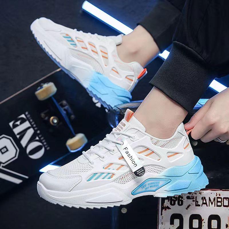 

Высококачественная новая летняя дышащая тонкая мужская обувь, спортивная и развлекательная обувь для бега и тенниса, универсальная и модная обувь 41 синий