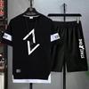 New Best-selling Men's Fashionable Sports Casual Short Sleeved T-shirt+shorts Two-piece Set of Fashionable Retro Street