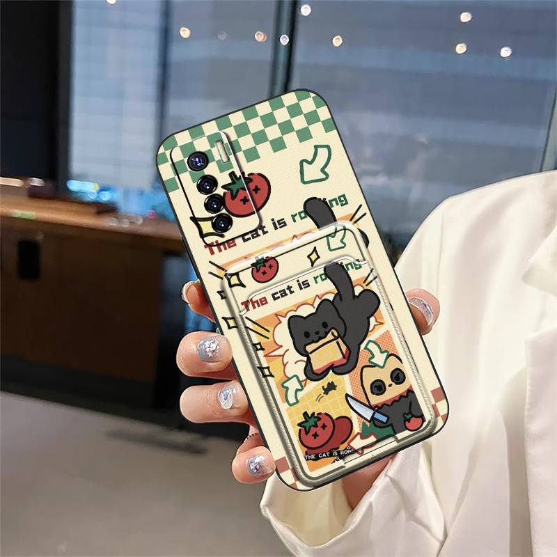 Fashion Design Shockproof Phone Case For Tecno Camon17 Pro Cover Card bag protective TPU Dirt-resistant Cartoon Silicone