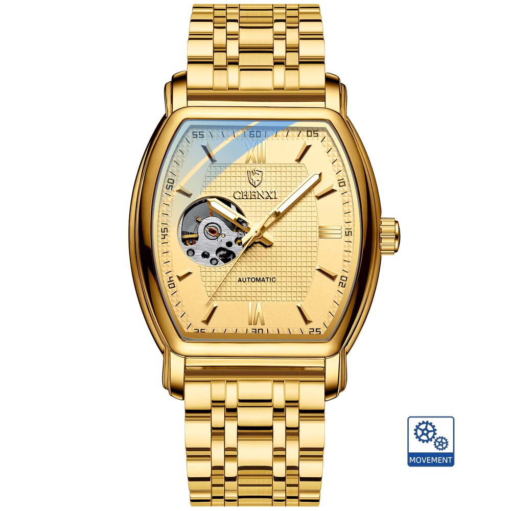CHENXI Premium Mechanical Watch for Men Fully Automatic Fashion Square Skeleton Watch Men's Waterproof Mechanical Watch reloj