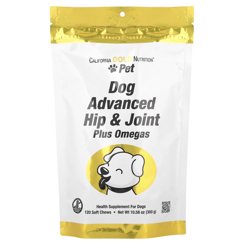 California Gold Nutrition, Advanced Hip & Joint Support for Dogs, 120 Soft Chews, 300g (10.58oz)