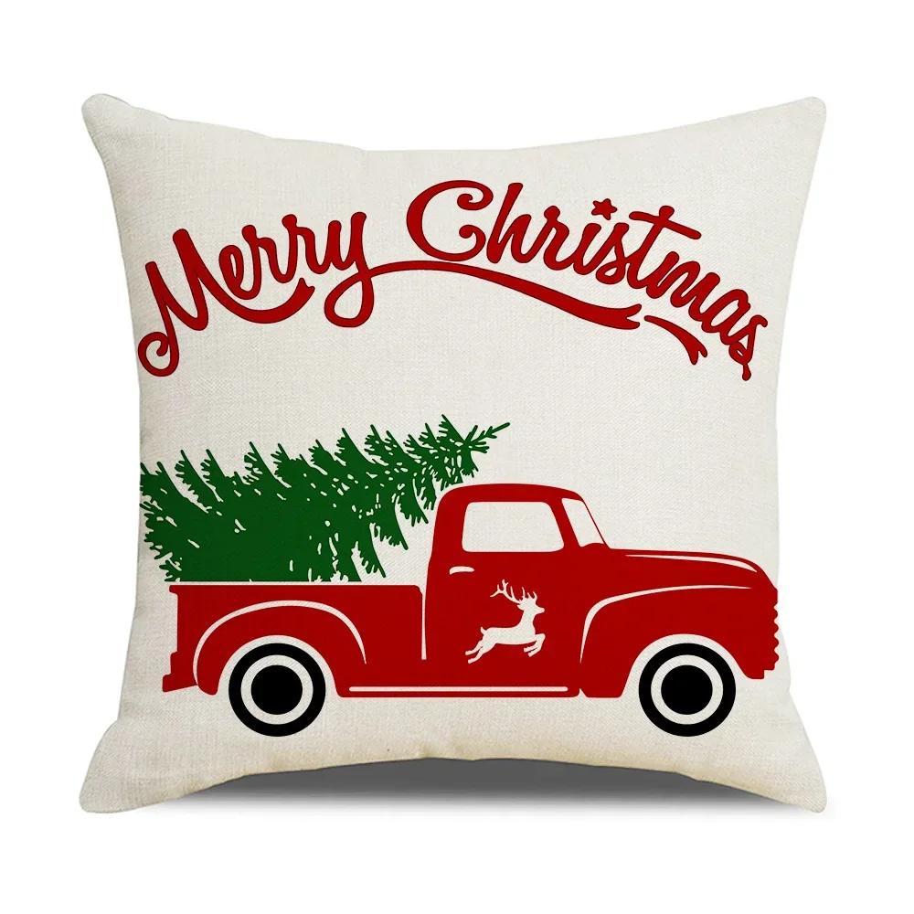 Christmas Cushion Covers 45x45 Cm Farmhouse Xmas Decor Red Black Buffalo Plaids Santa Pillow Cover Winter Holiday Decorations