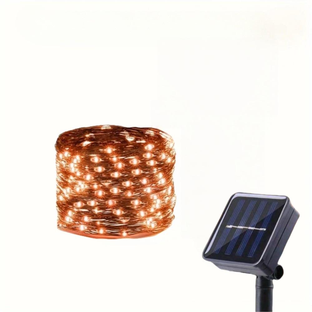 Colorful Solar-Powered LED Copper Wire String Lights for Halloween Outdoor Decoration 12m 100 LEDs [Solar]