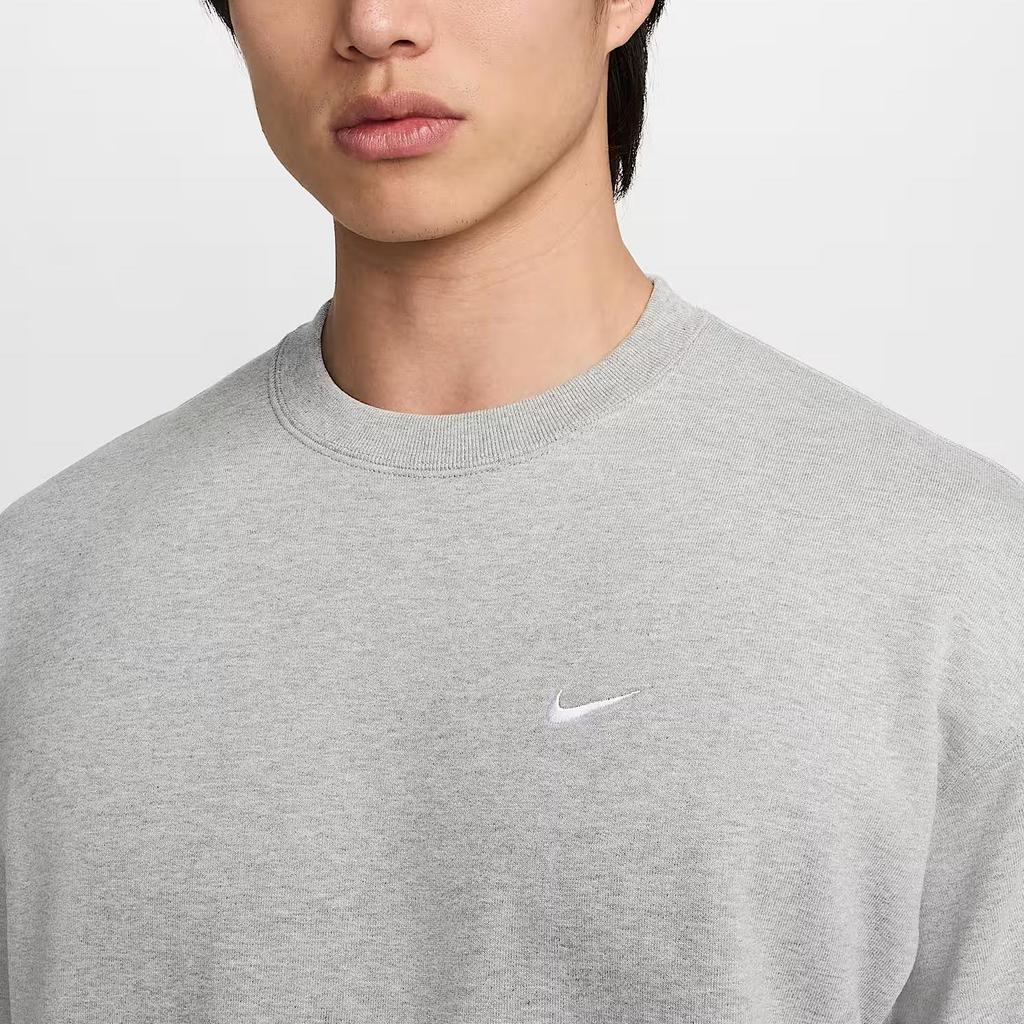 Nike Swoosh Solid Color Crew Neck Casual Pullover Loose Fit Short Sleeve T-Shirt Men Tops Gray DX0881-063