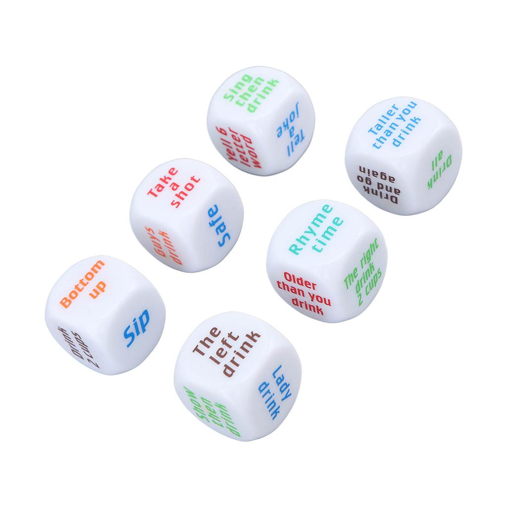 6PCS Large Drinking Dice Set Drinking Game Dice Bar Turnt Drunk Frenzy Party Rolling Decider White