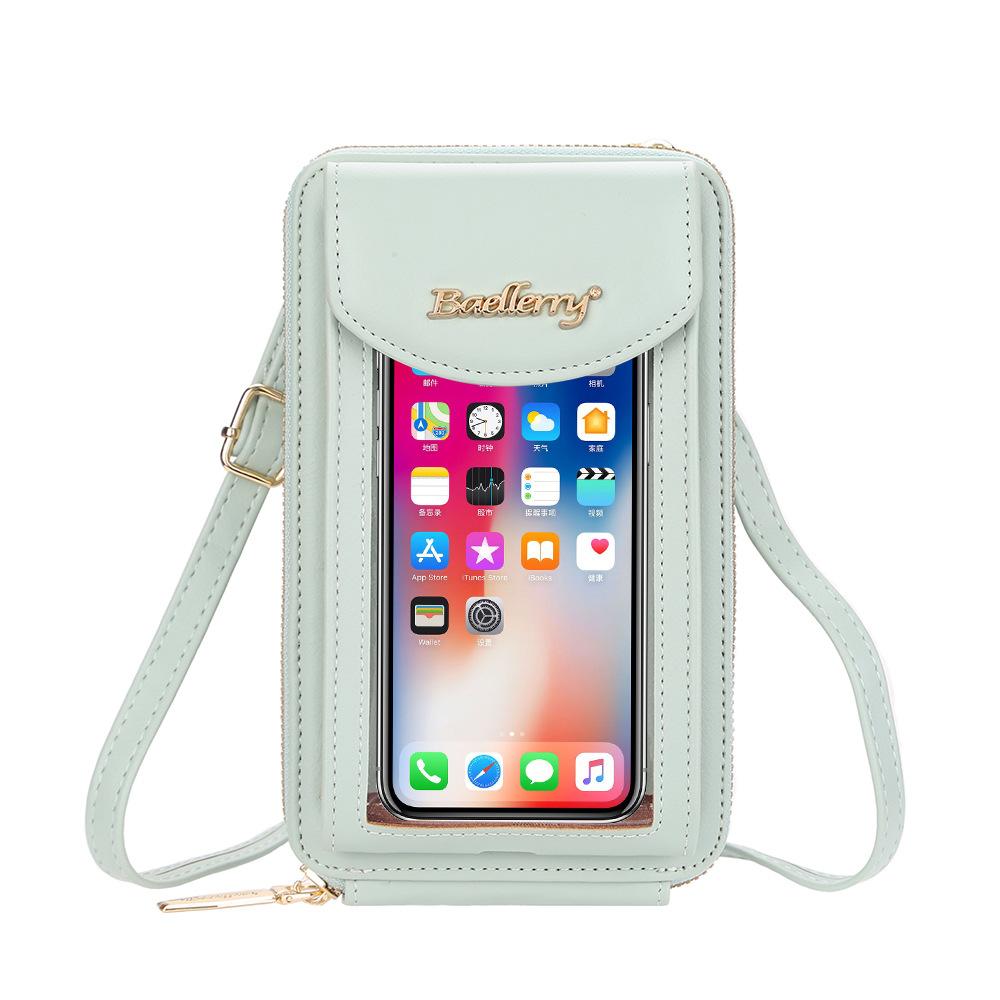 Baellerry Fashion Zipper Shoulder Bags for Women PU Leather Clear Can Touch Screen Phone Bag Crossbody Messenger Bags