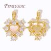 18K Gold Plated Crystal Zircon Heart Charms For Jewelry Making,Brass with Shell Pendants For Necklace Findings DIY Accessories