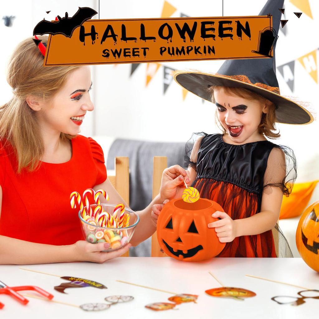 1 Pcs Halloween Portable Bucket Children Trick Or Candy Pail Holder (Orange),Halloween Decorations