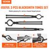 Blacksmith Tongs, 18” 3 PCS, V-Bit Bolt Tongs, Wolf Jaw Tongs and Z V-Bit Tongs, Carbon Steel Forge Tongs with A3 Steel Rivets, for Beginner and