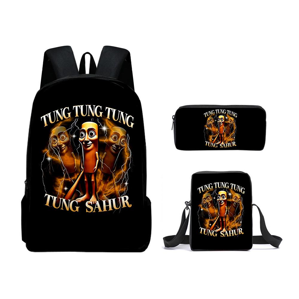 High-end Ice Plus fire Soccerly Foot Ball 3D Design 3pcs/Set Learner Bags Everyday Laptop Knapsack Backpack Sling Carry Tote Pencil Pouch