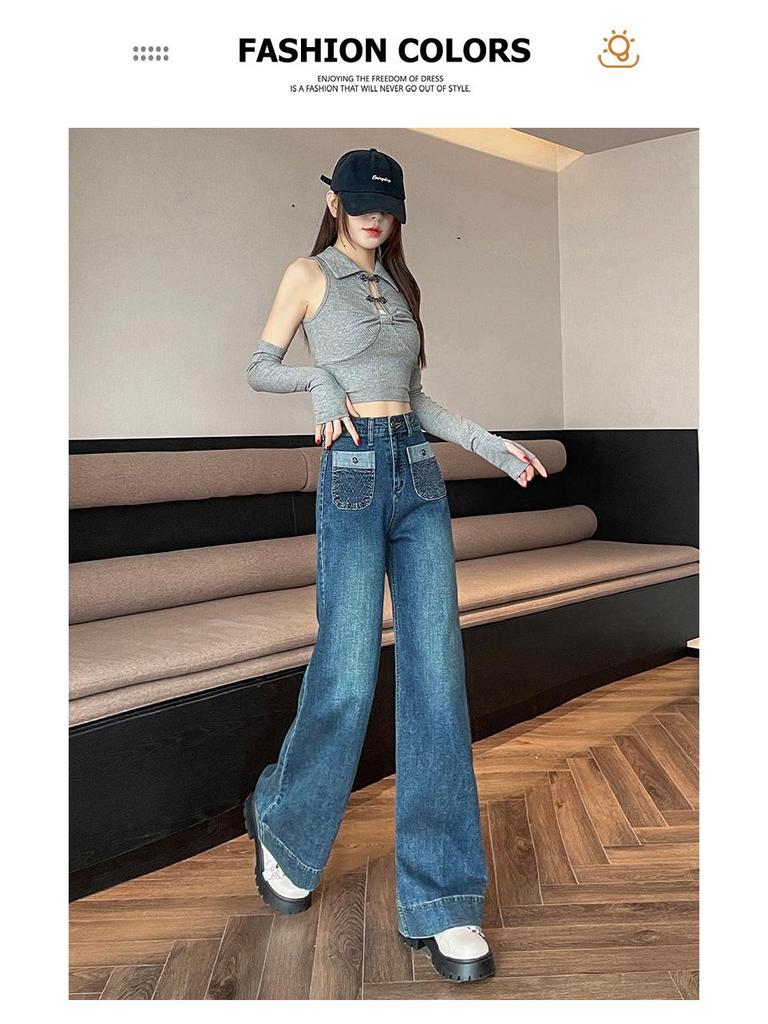 Damen Straight-Leg Jeans: Neue 2025 Lockere, Schlankmachende, Vielseitige Hosen mit weitem Bein für Frühling, Herbst und Winter.