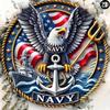 Vintage Eagle Navy Metal Sign Round Wall Art Home Outdoor Decor Fourth of July Patriotic Gift Customized