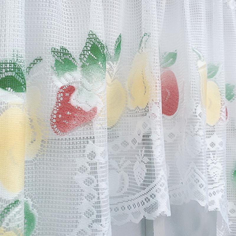 Nordisk Vit Spets Köksavdelningsgardin - Kaffetryck för Dörr, Burspråk, Skåp eller Kort Dekorativ Avskärmning.