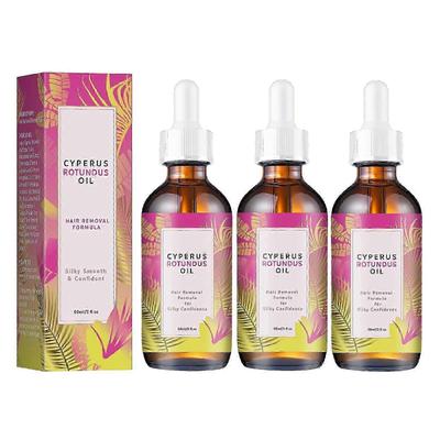 3X Cyperus Rotundus Olie - 60ml Naturlig Hårfjerningsolie, Fugtgivende & Beroligende Formel til at Reducere Kropsbehåring, Til Mænd & Kvinder