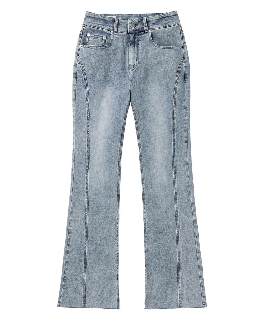 Awodeijeu Slash Line Bootcut Denim Pants [Light Blue]