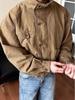Unisex Retro Distressed Canvas Barn Jacket - Boxy, Stand Collar, Trendy Style