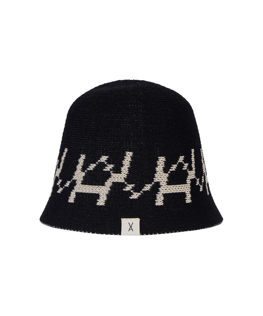 Bajal Va Digital Logo Jacquard Summer Bucket Hat Black